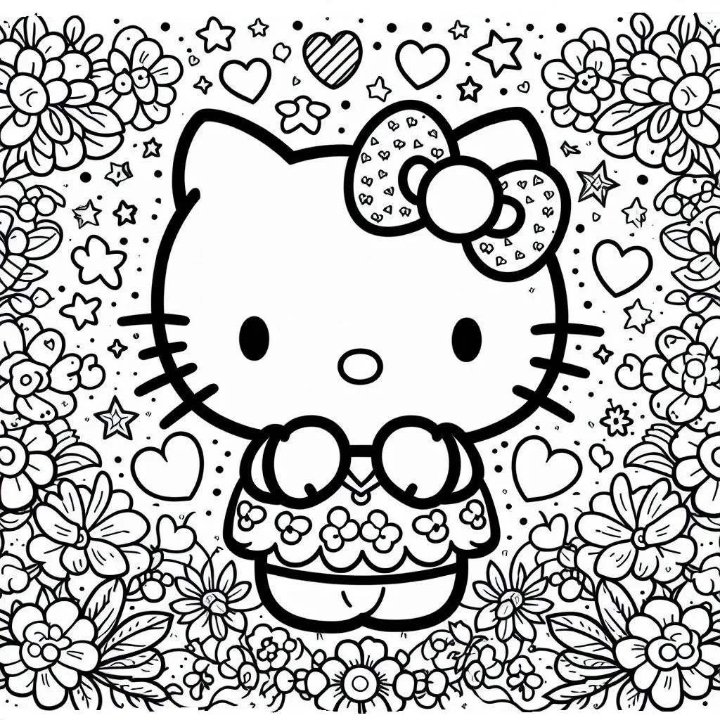 coloriage Hello Kitty et decoupage 1