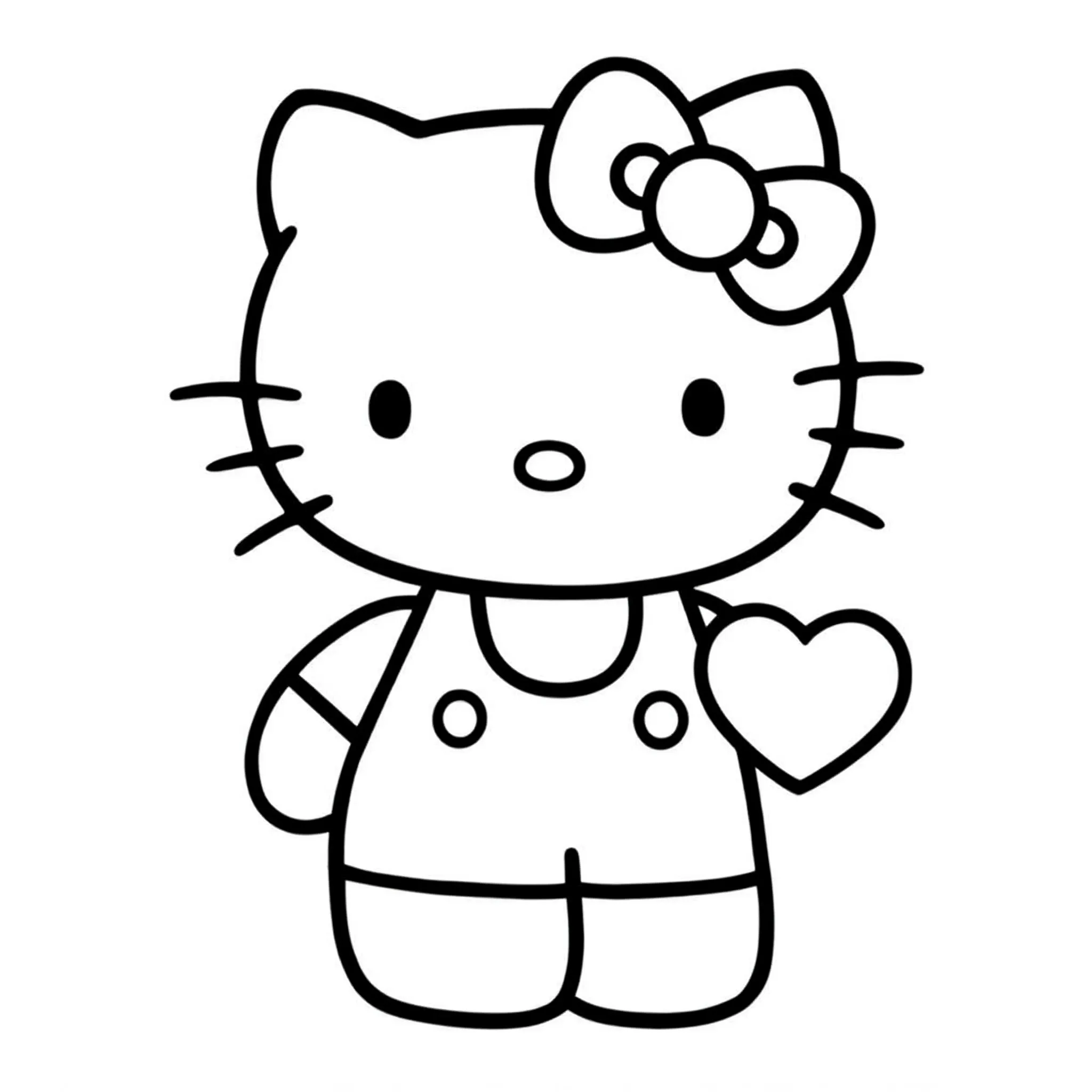 coloriage Hello Kitty et un petit cœur a imprimer pour enfant de 4 ans