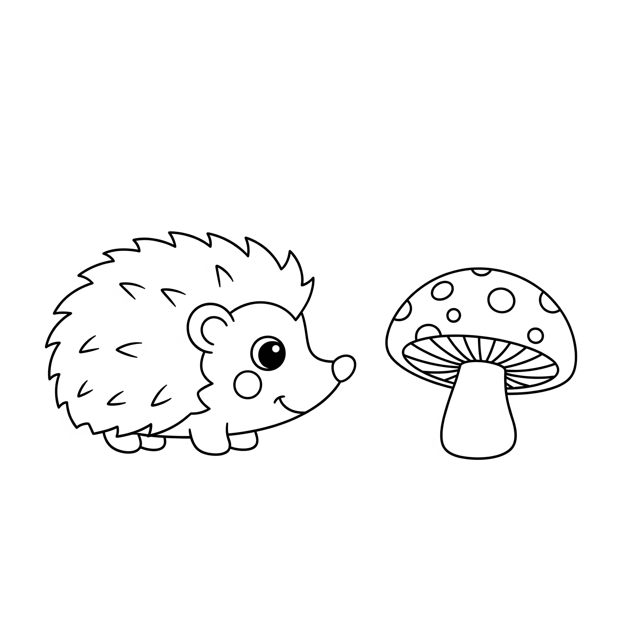 coloriage Hérisson et champignon gratuit a imprimer