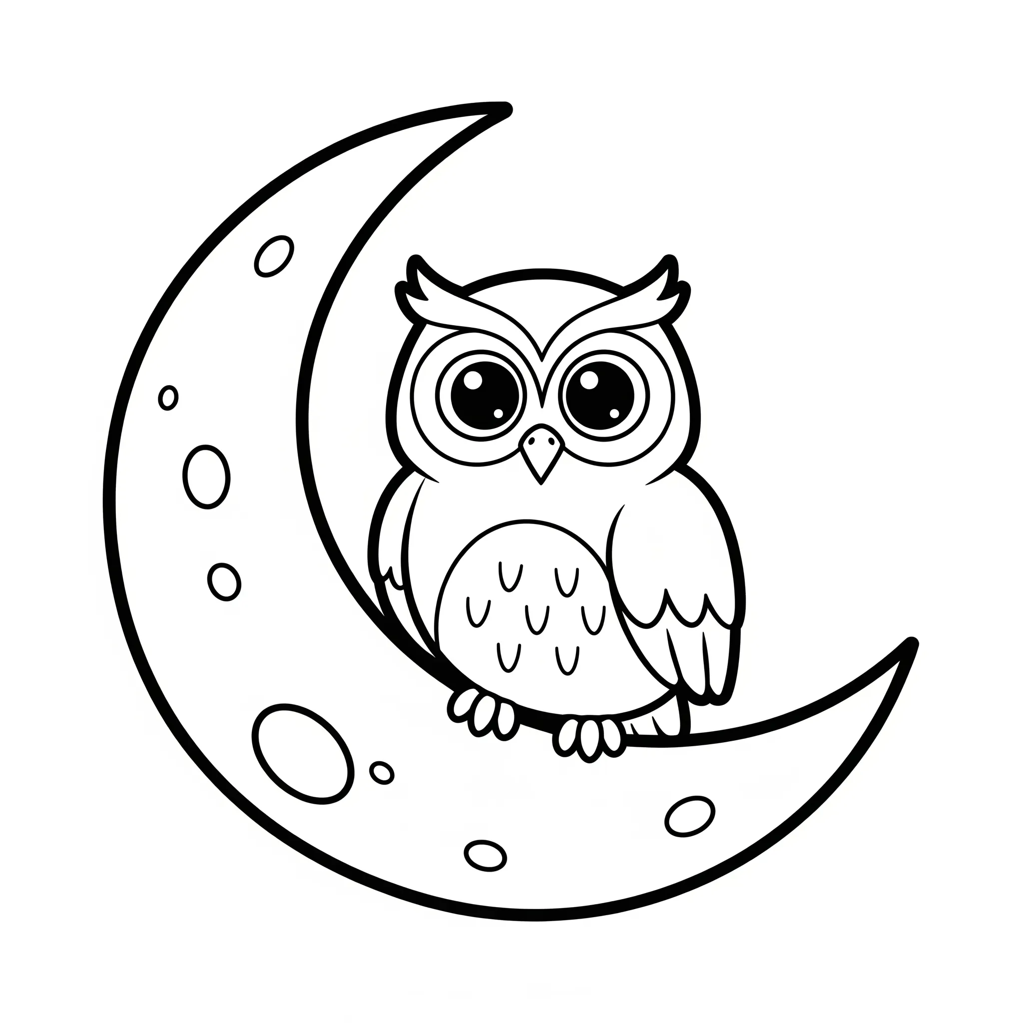 coloriage Hibou dans la lune a dessiner en ligne