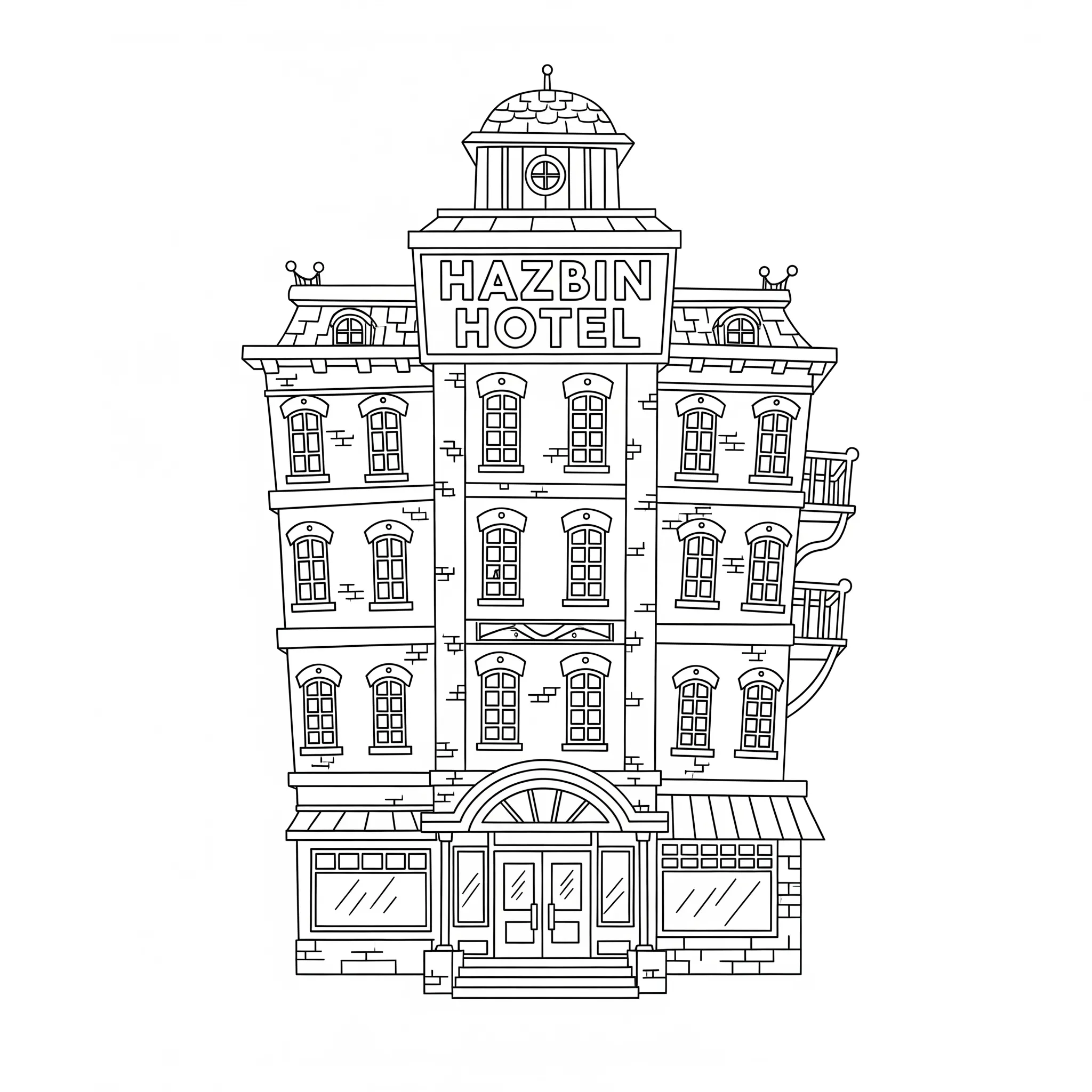 coloriage Hôtel Hazbin (façade simplifiée) gratuit a imprimer