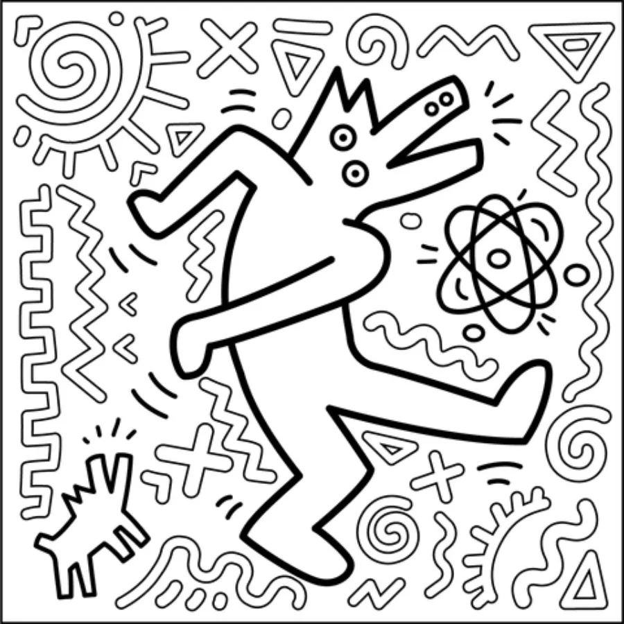 coloriage Keith Haring pour bebe a imprimer