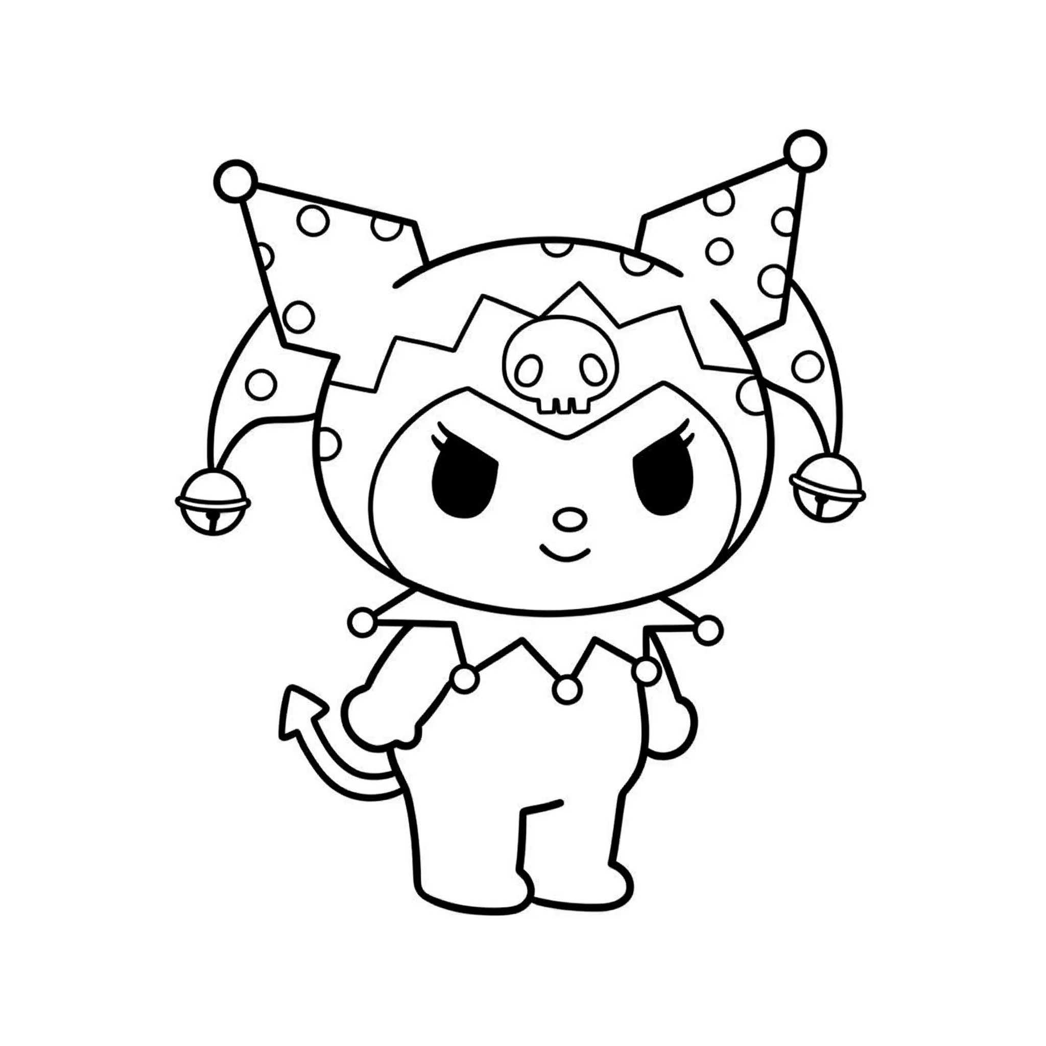 coloriage Kuromi avec son chapeau de bouffon à imprimer gratuitement pdf