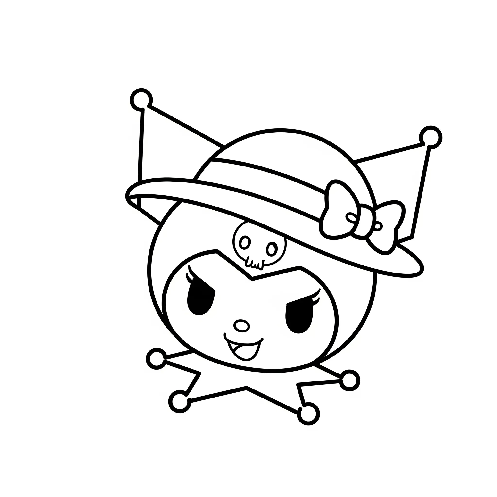 coloriage Kuromi et son chapeau à imprimer pour enfant de 12 ans
