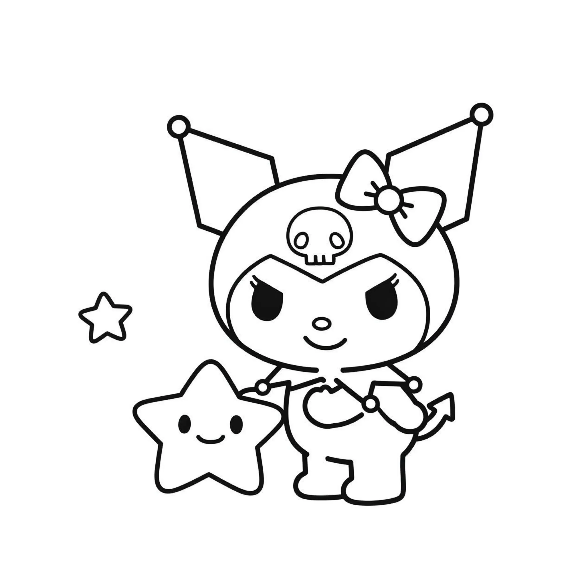 coloriage Kuromi et son étoile et decoupage