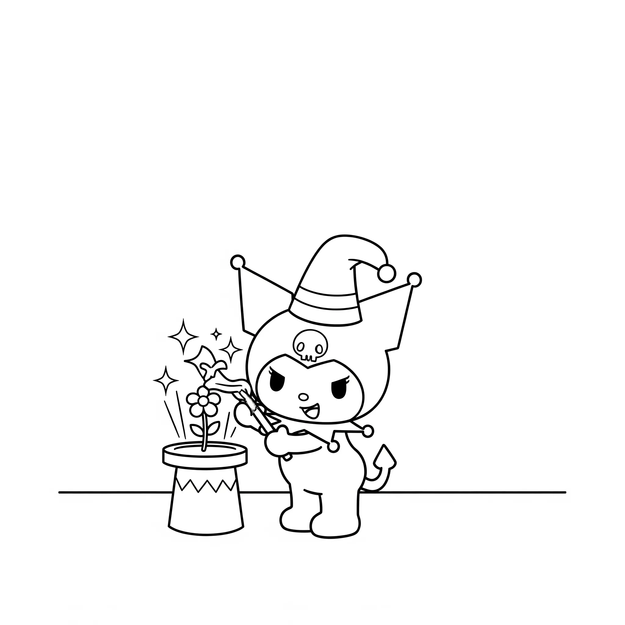 coloriage Kuromi fait de la magie a dessiner et imprimer