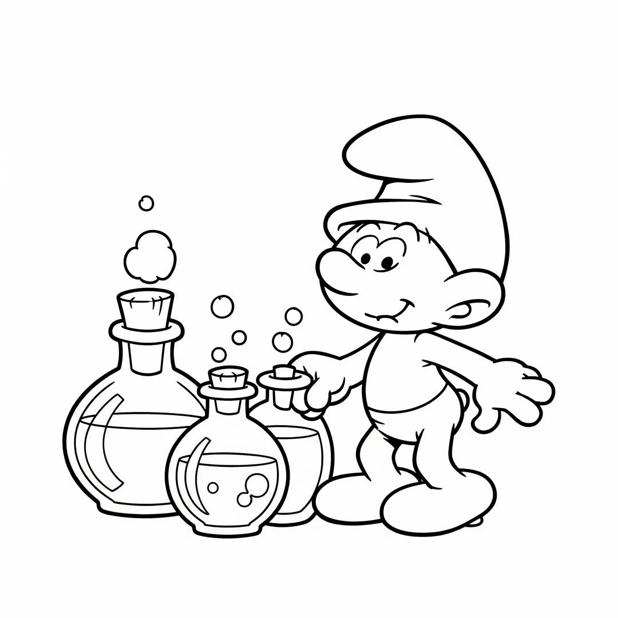 coloriage Le Grand Schtroumpf et ses potions à imprimer pour enfant de 8 ans