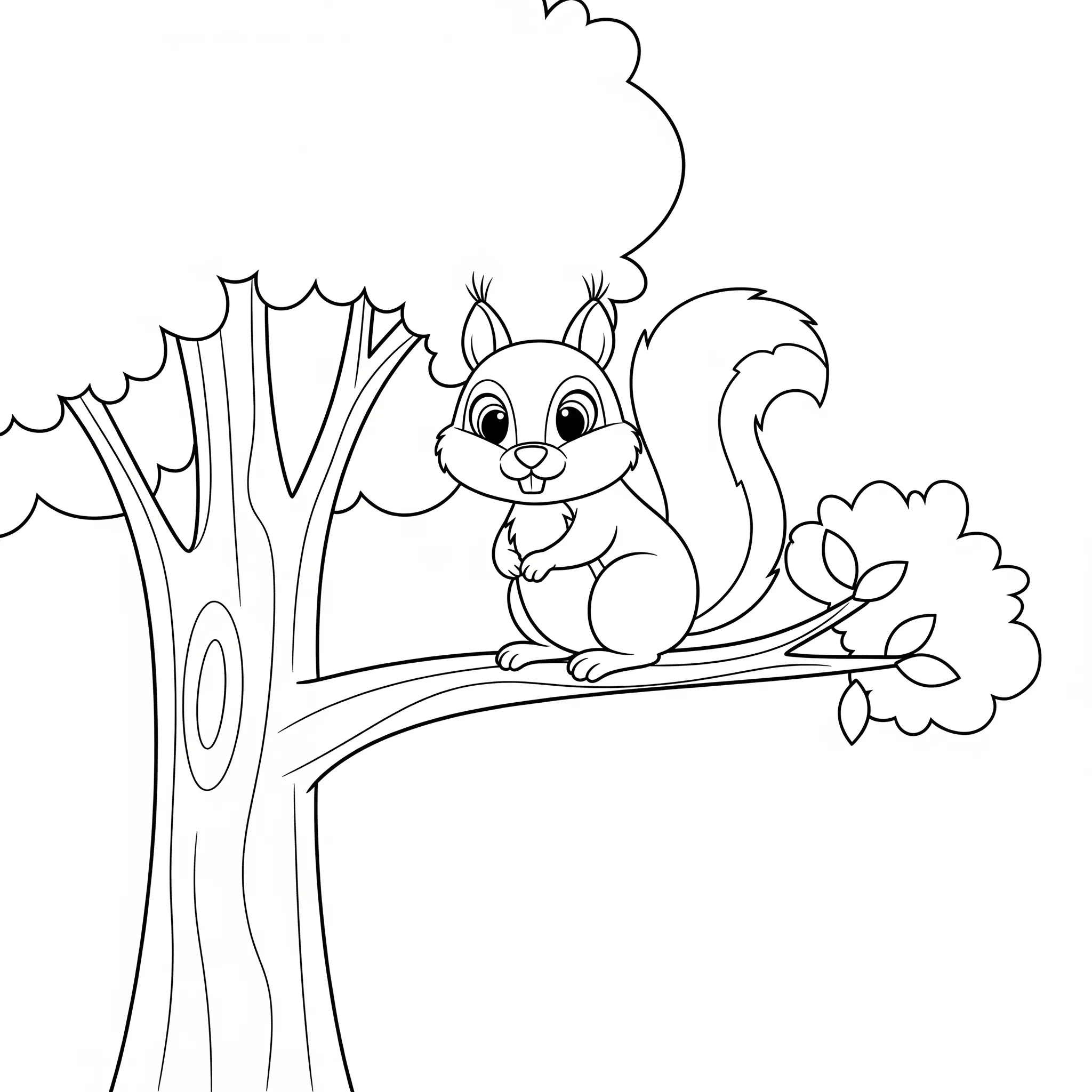 coloriage L’écureuil dans l’arbre pour primaire