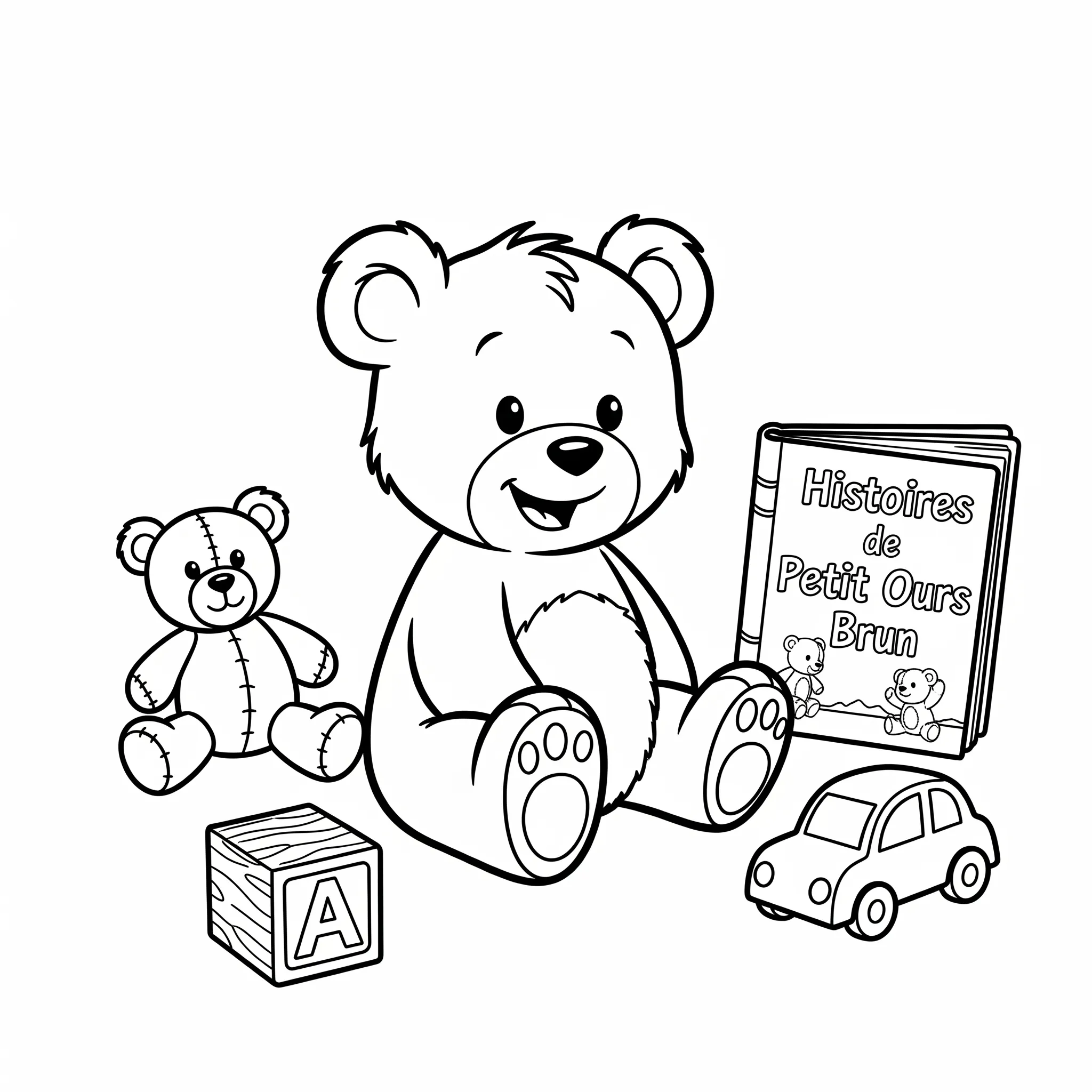 coloriage Les Objets de Petit Ours Brun à imprimer gratuitement pdf