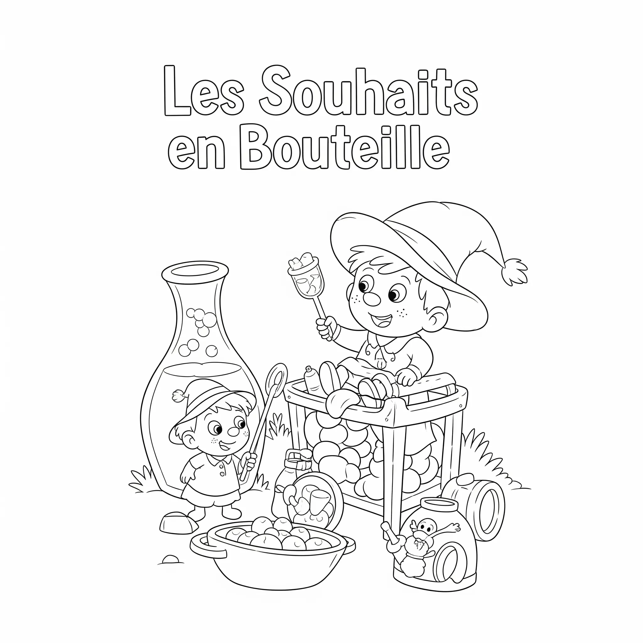 coloriage Les Souhaits en Bouteille à imprimer pour enfant de 7 ans