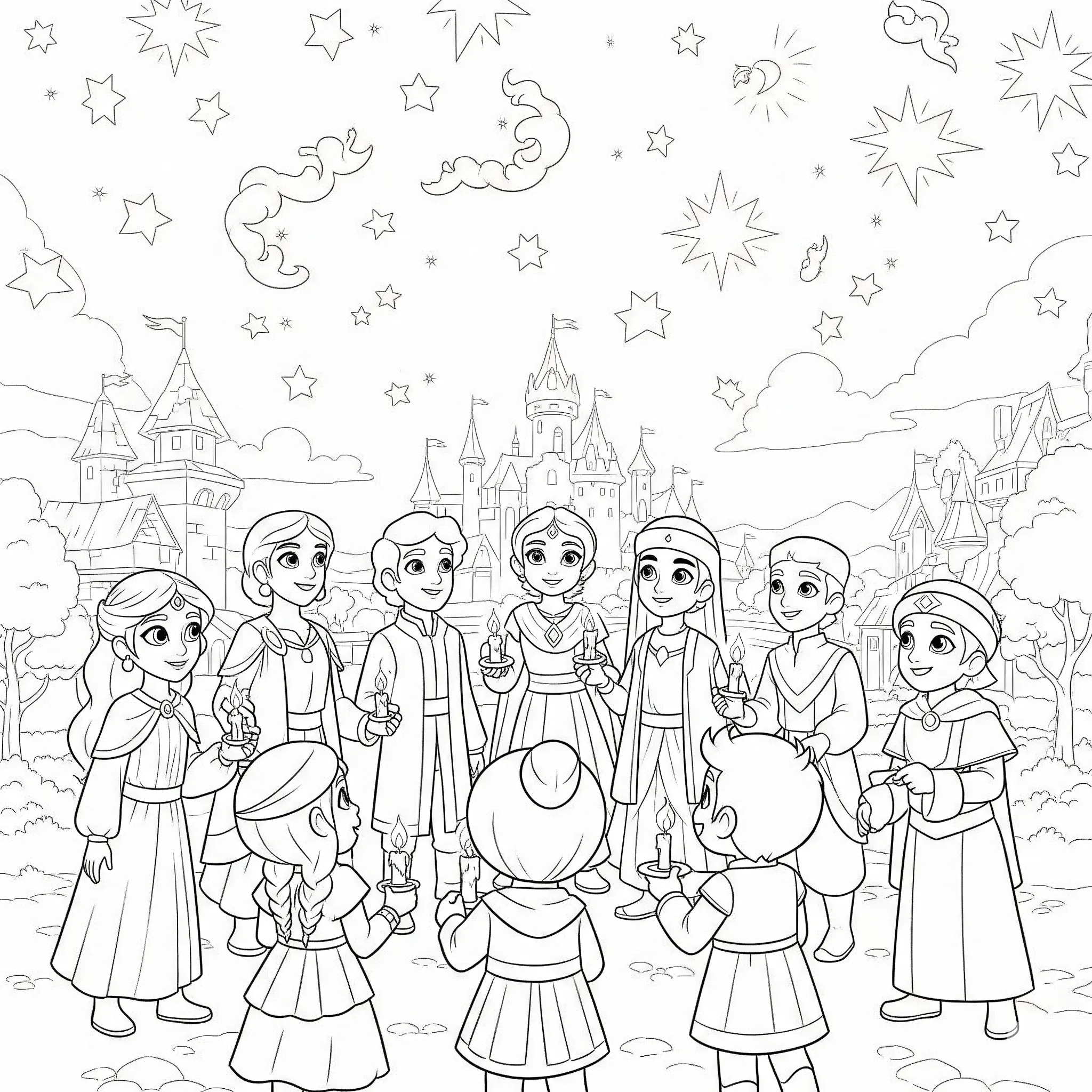 coloriage Les amis d’Asha et la fête des souhaits a colorier en ligne gratuitement