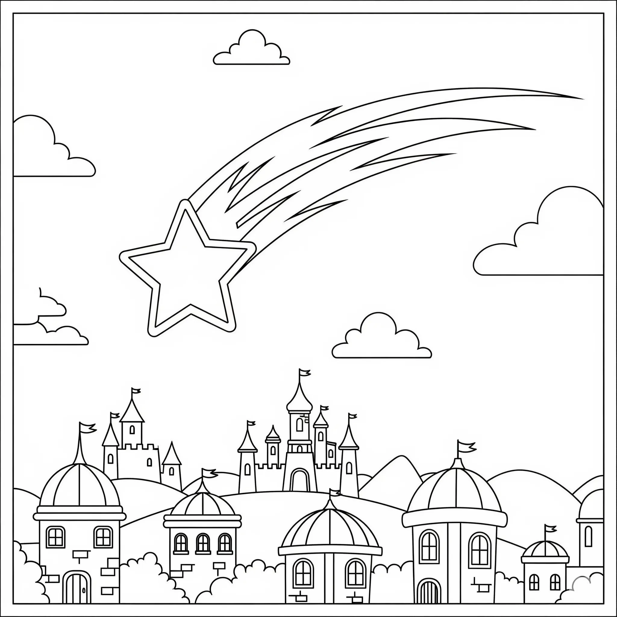 coloriage L’étoile filante au dessus de Rosas de pour enfants