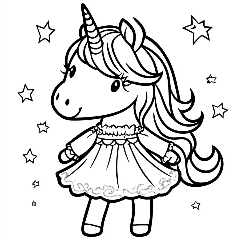 coloriage Licorne Kawaii educatif pour enfant