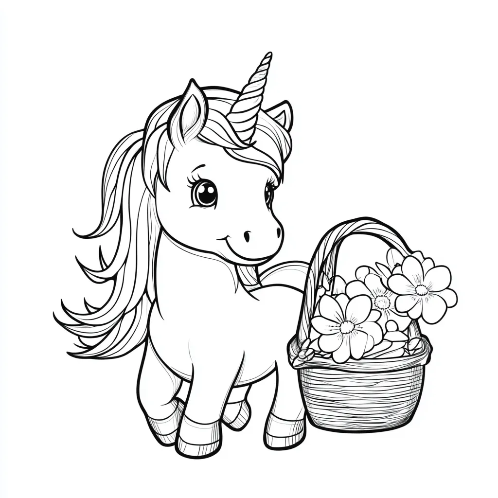 coloriage Licorne Kawaii à imprimer pour enfant de 3 ans