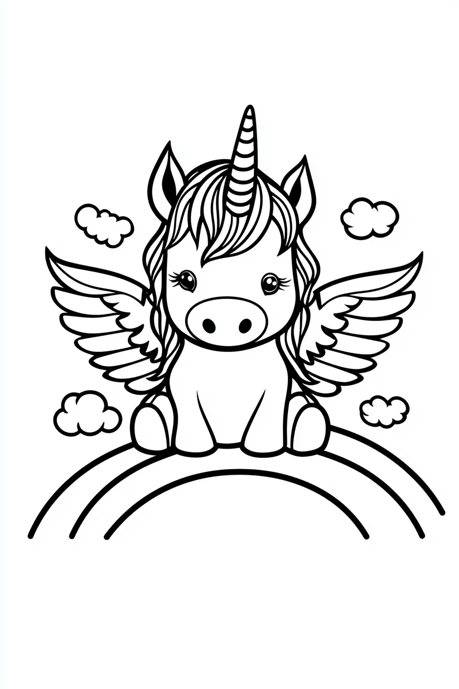 imprimer coloriage Licorne Kawaii gratuit