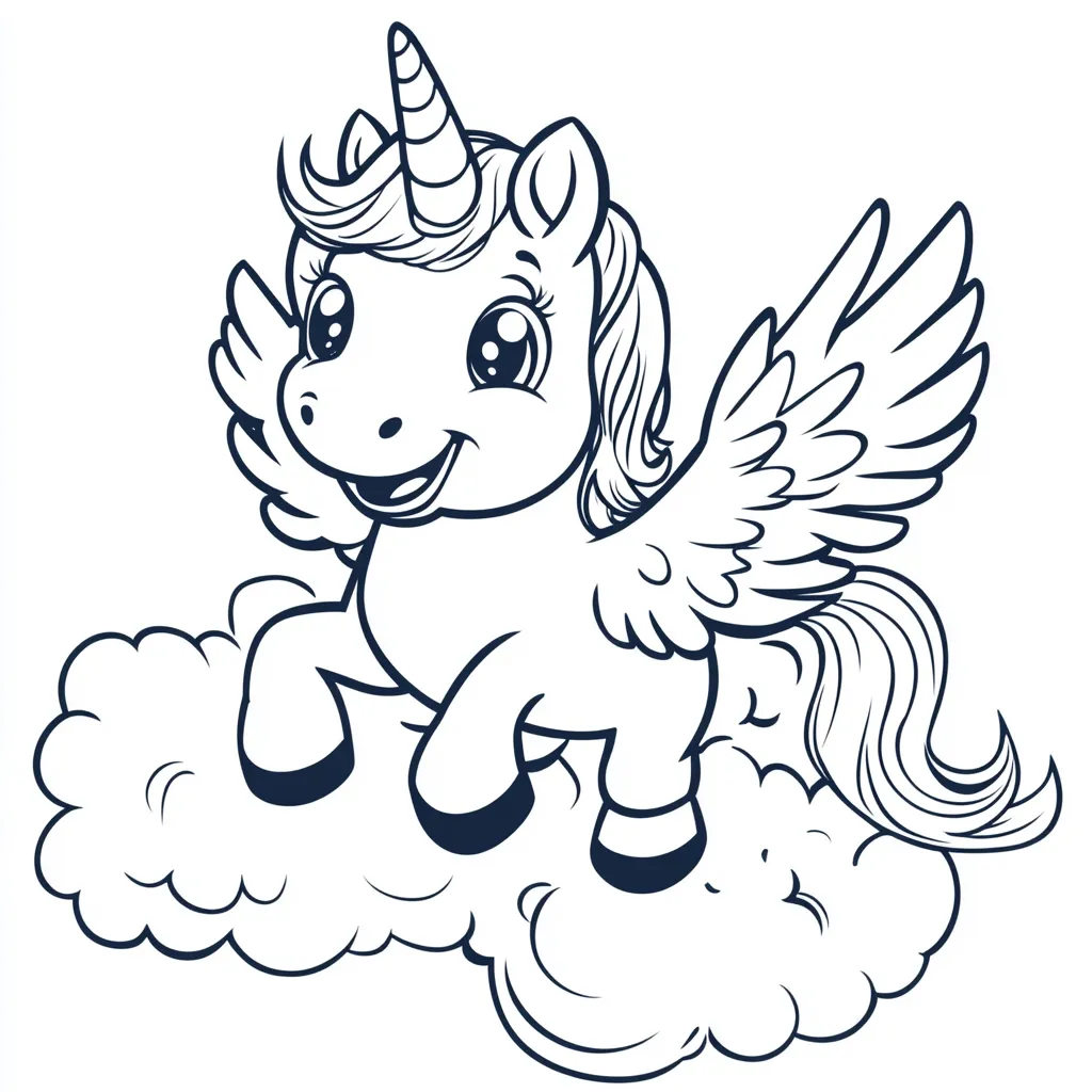 coloriage Licorne Kawaii pour enfants à télécharger