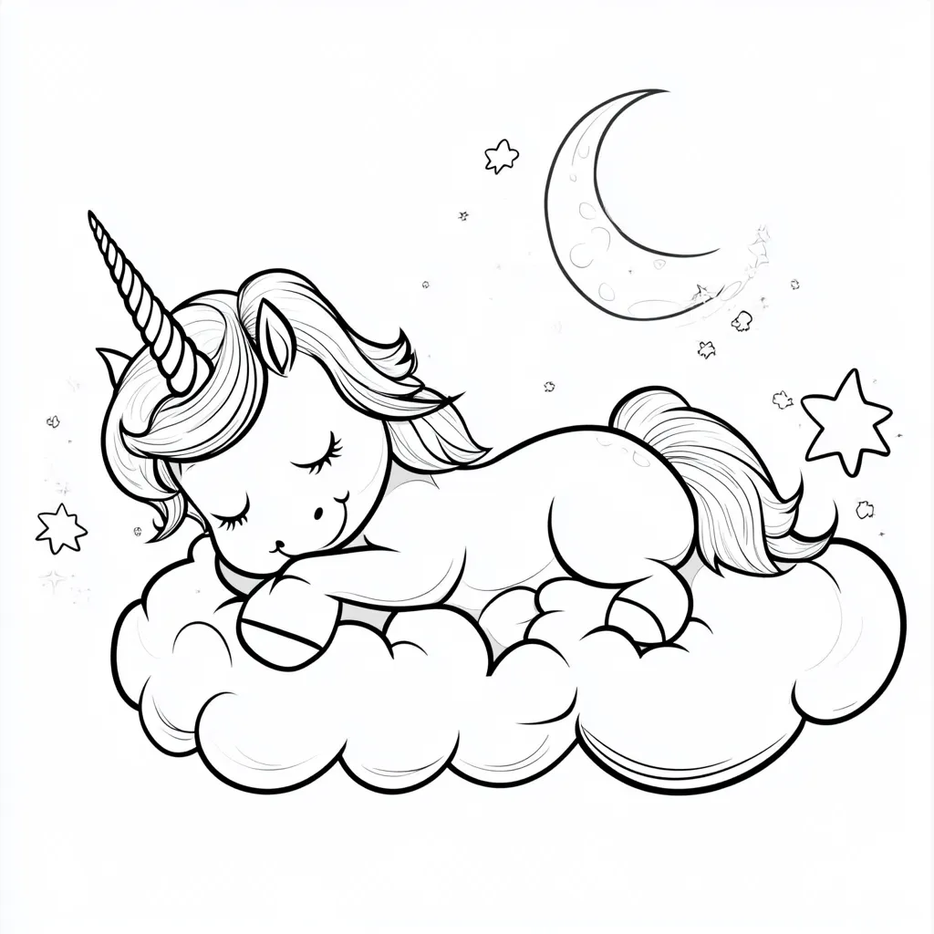 coloriage Licorne Kawaii pour enfant de 8 ans