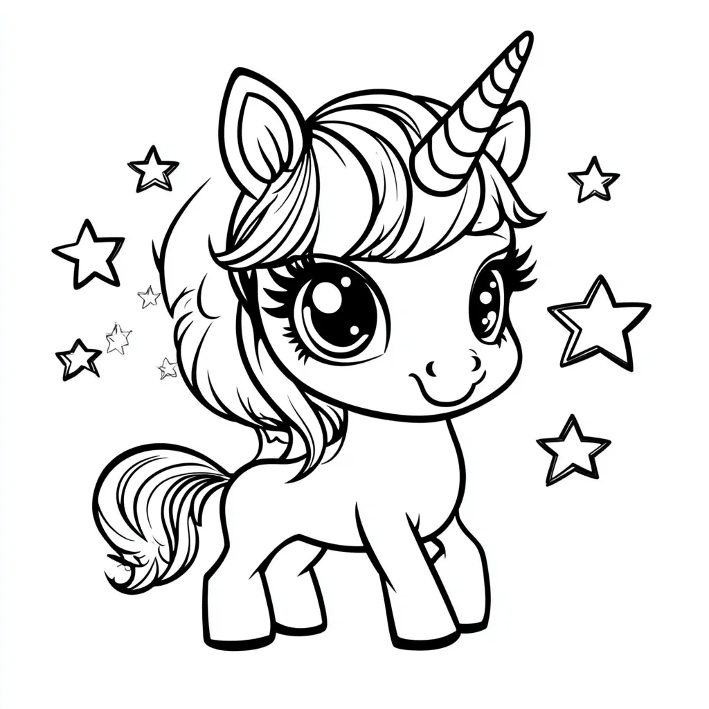 coloriage Licorne Kawaii en ligne