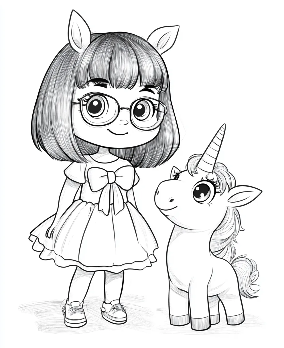 coloriage Licorne Kawaii pour enfant gratuit