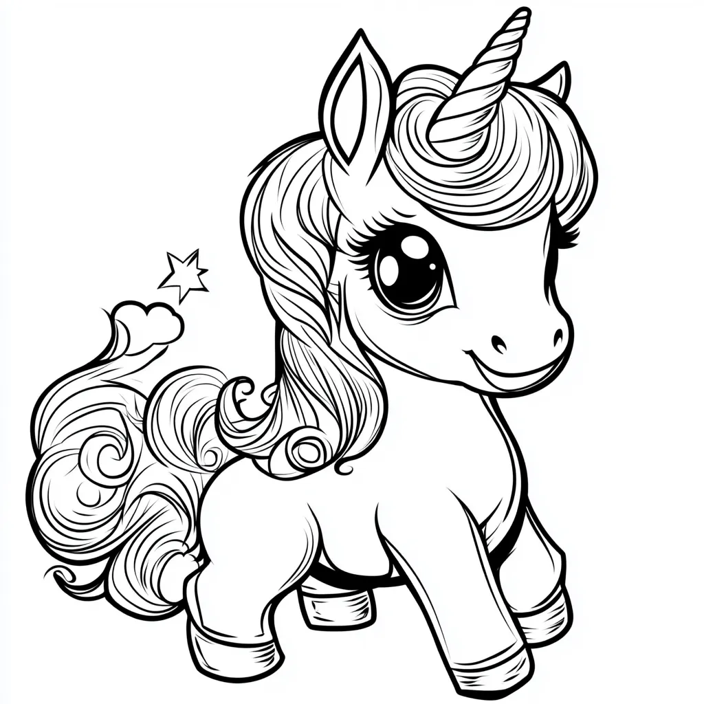 coloriage Licorne Kawaii pour enfant de à imprimer