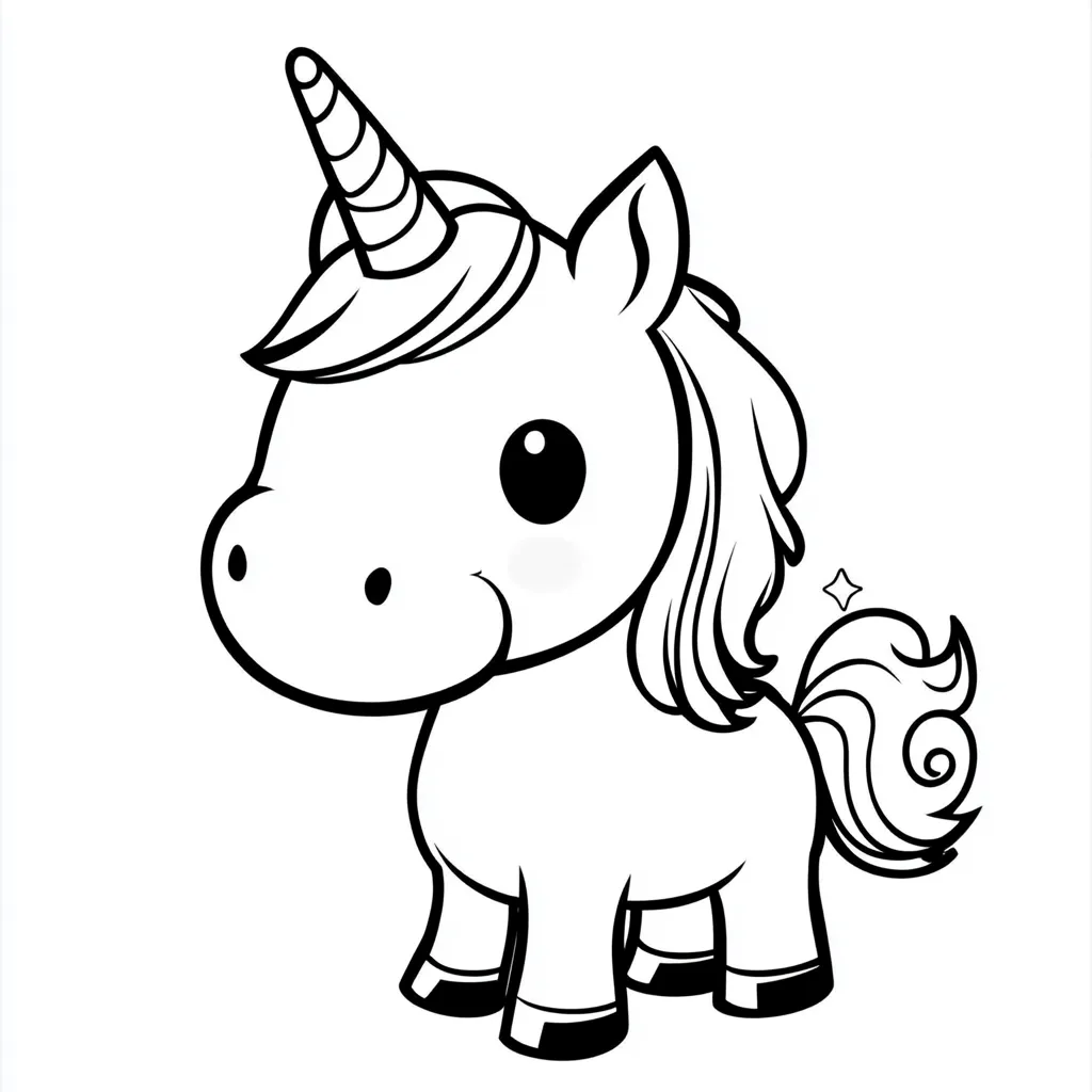 coloriage Licorne Kawaii et decoupage