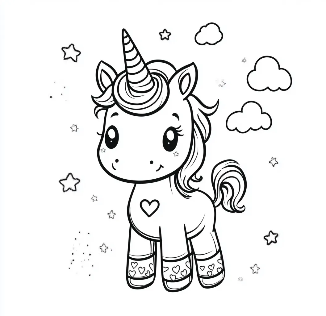 coloriage Licorne Kawaii à imprimer pdf gratuit 2