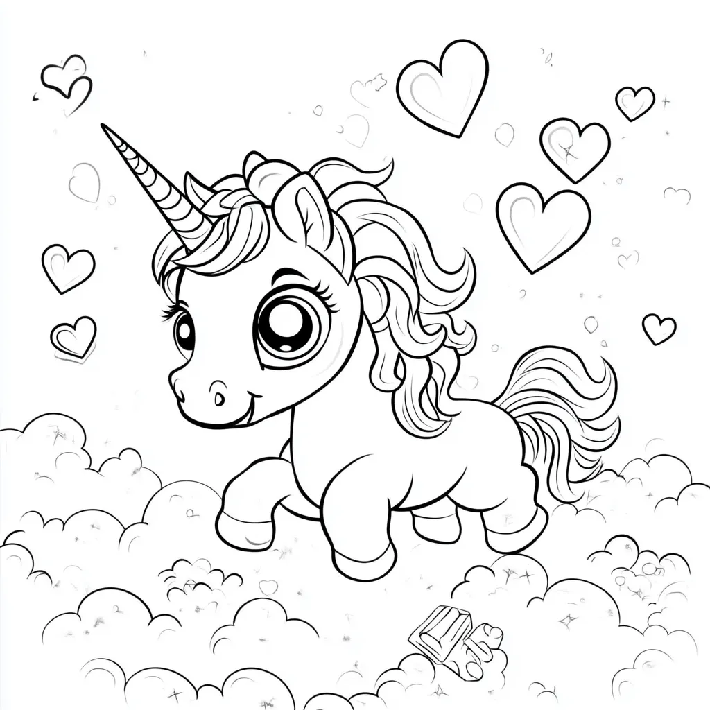 coloriage Licorne Kawaii à imprimer pdf