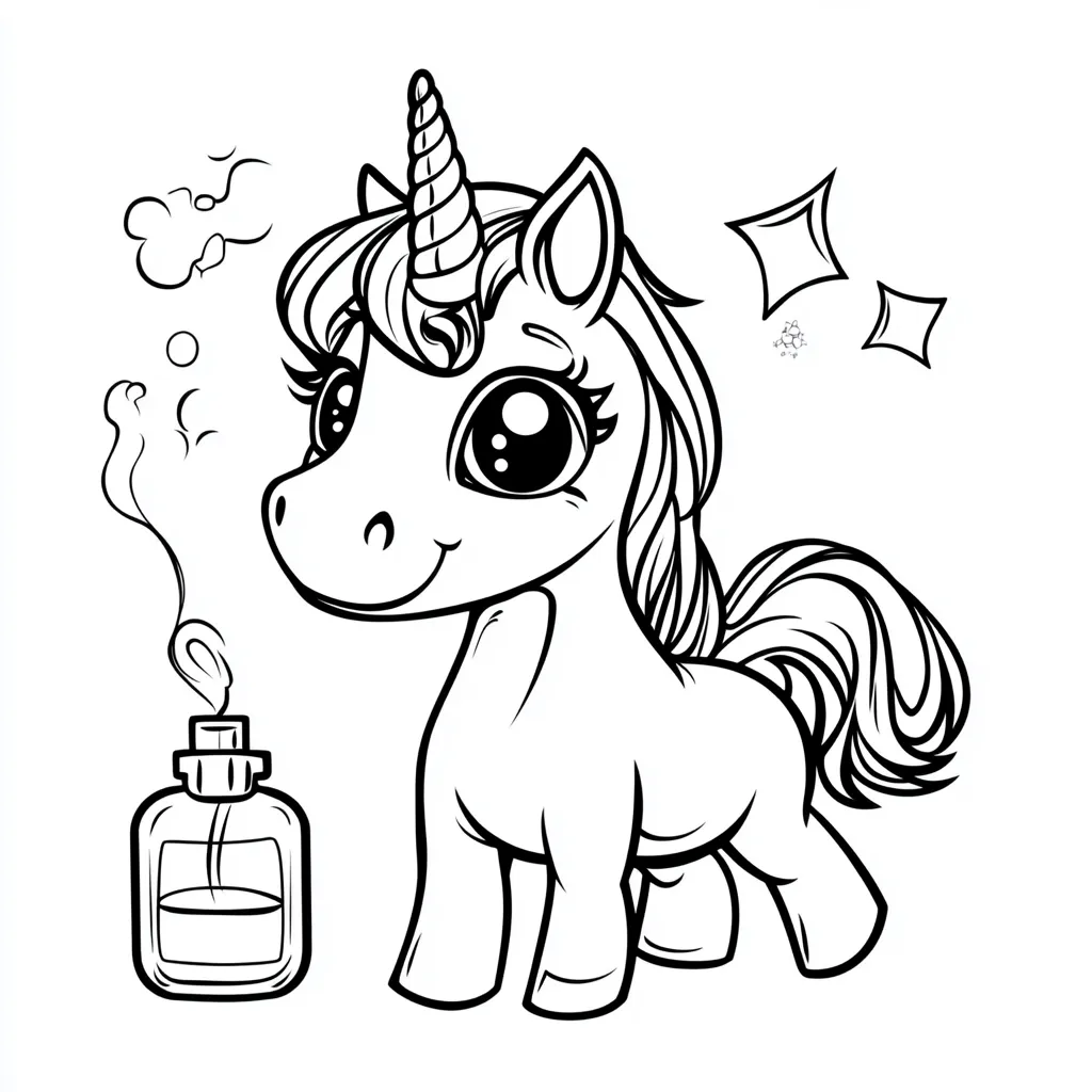 coloriage Licorne Kawaii a imprimer