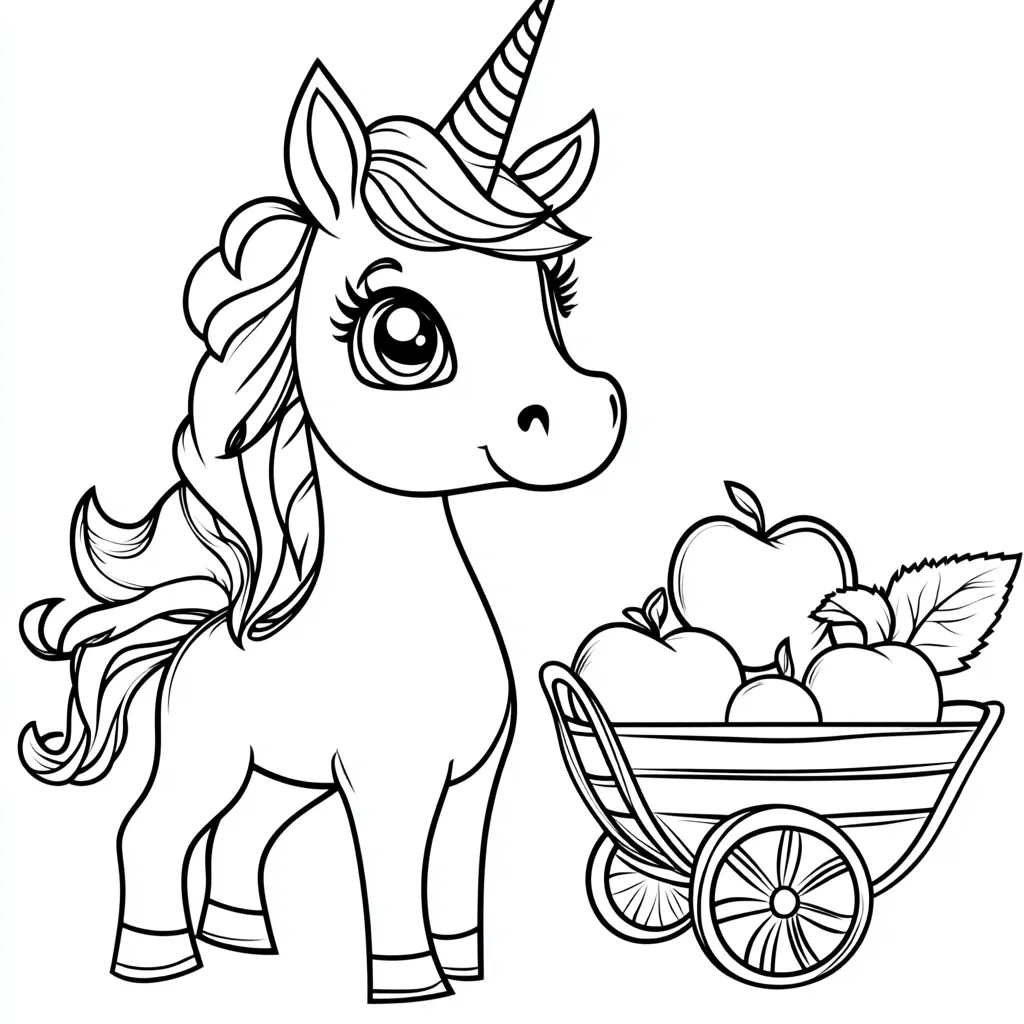 coloriage Licorne Kawaii à imprimer pour enfant de 7 ans