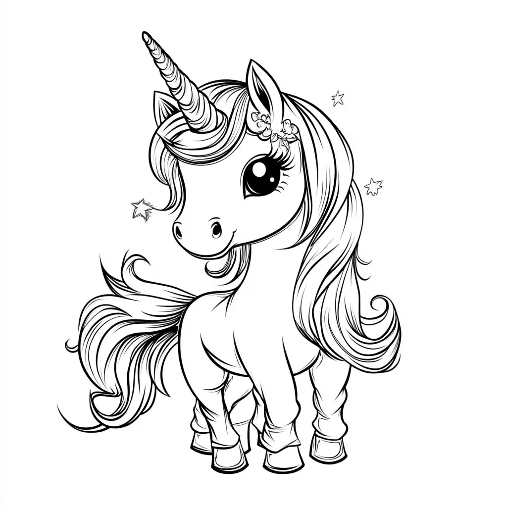 coloriage Licorne Kawaii à imprimer pdf 1