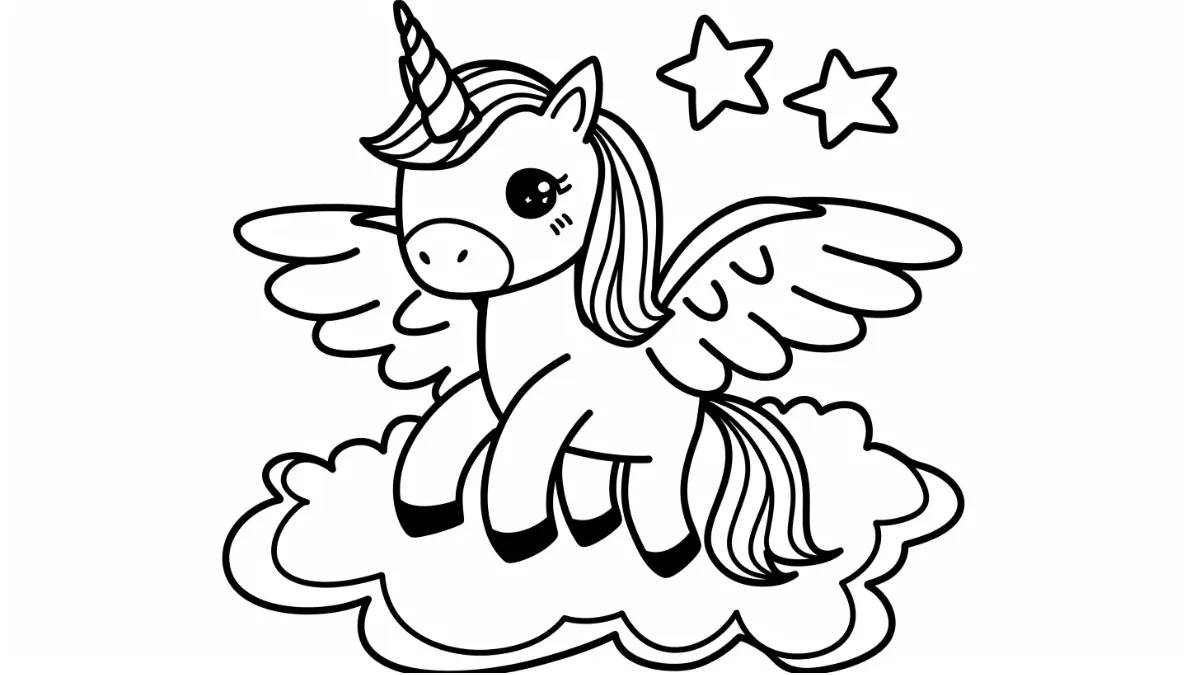 coloriage Licorne Kawaii à imprimer pdf gratuit 3