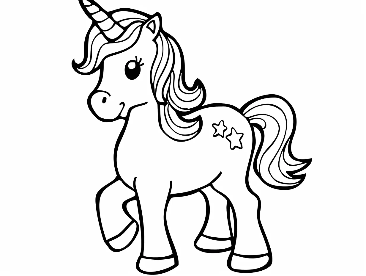 coloriage Licorne Kawaii pour enfant de 6 ans