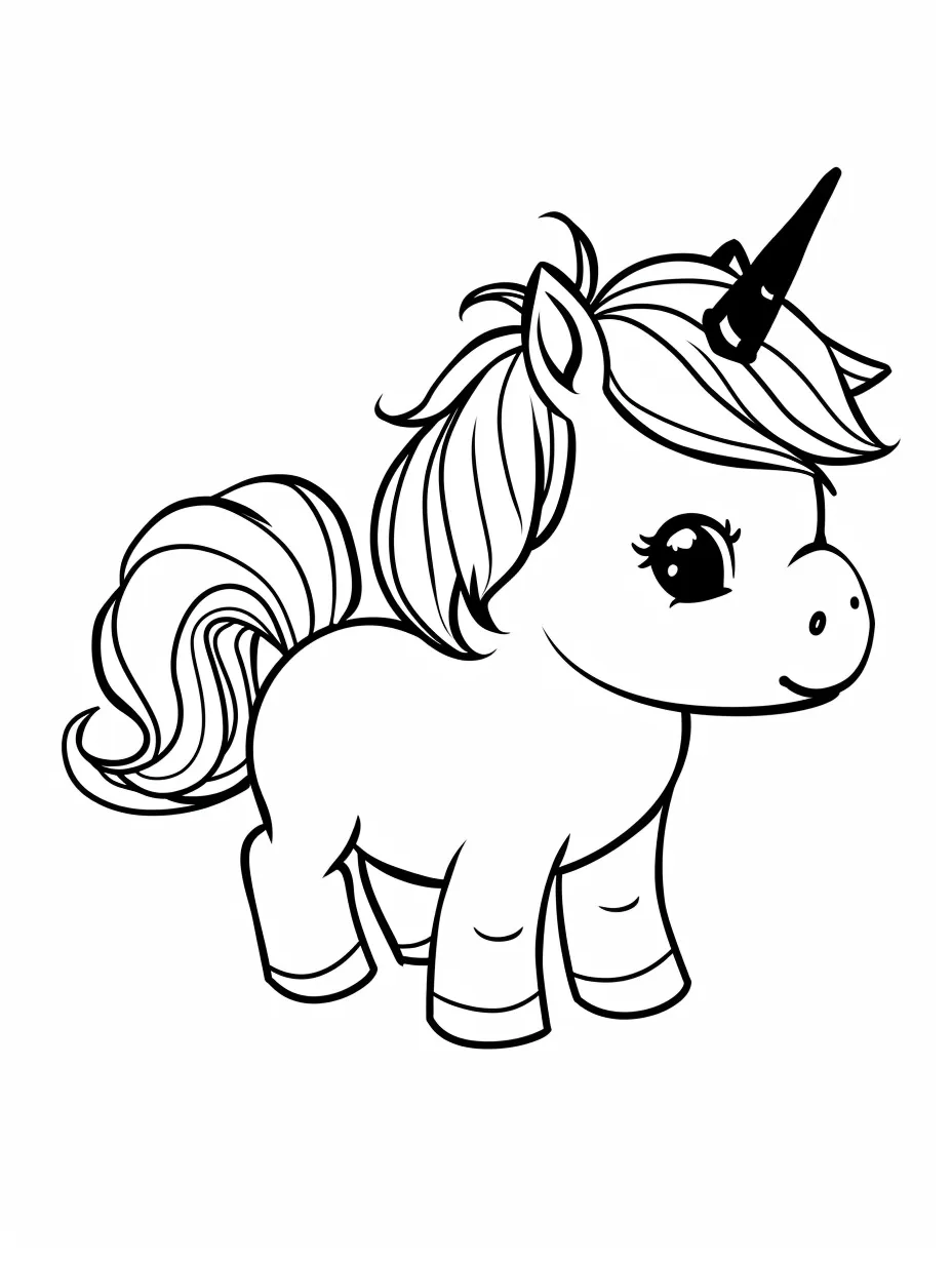 coloriage Licorne Kawaii à imprimer gratuitement pdf