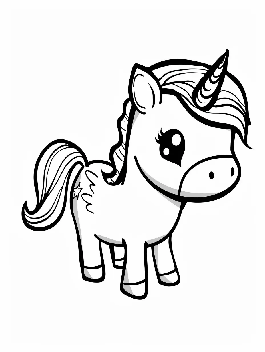 image pour coloriage Licorne Kawaii enfant 1