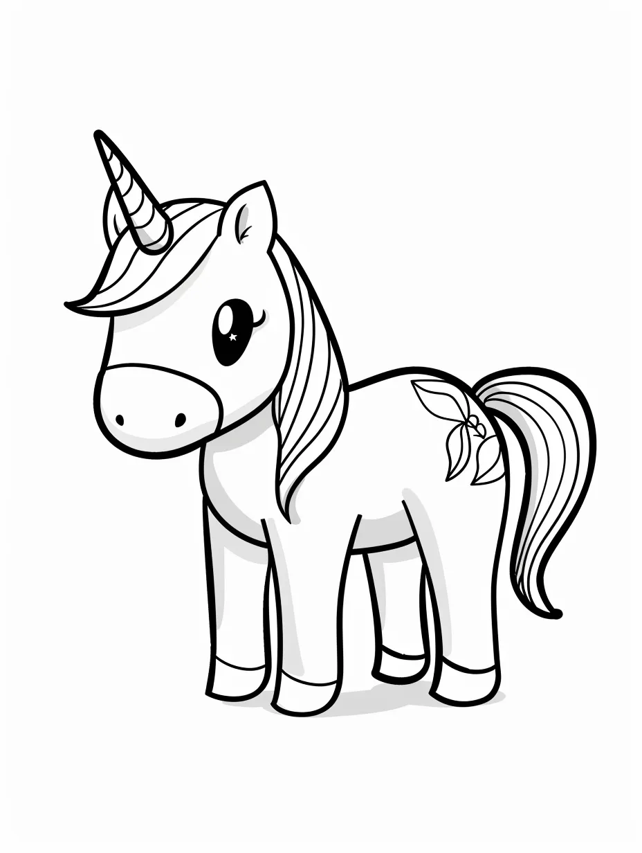 coloriage Licorne Kawaii pour enfant gratuit 1