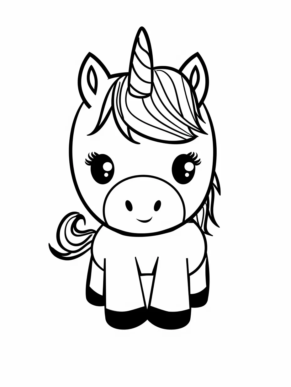 coloriage Licorne Kawaii pour enfant de à imprimer 1