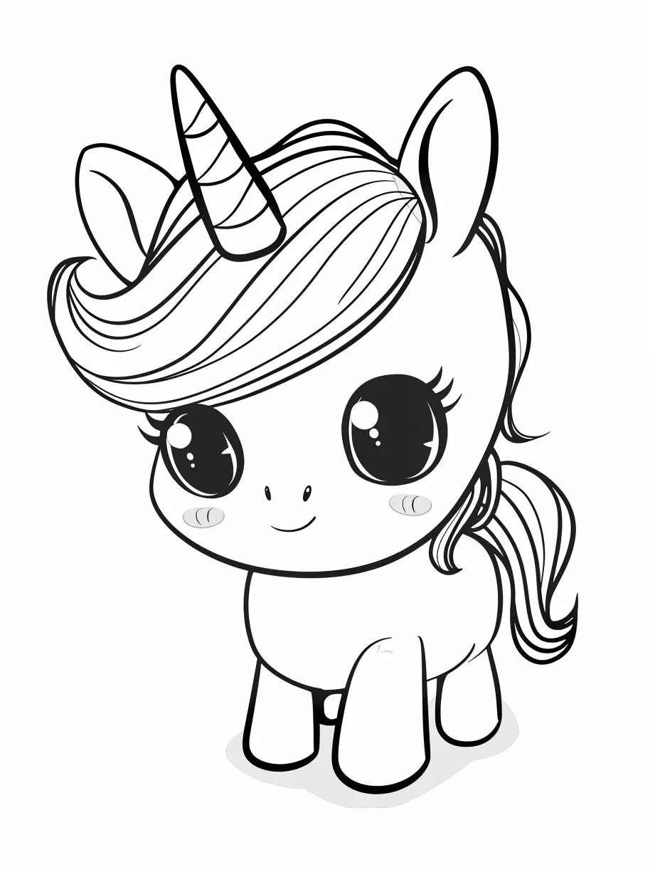 coloriage Licorne Kawaii gratuit a imprimer