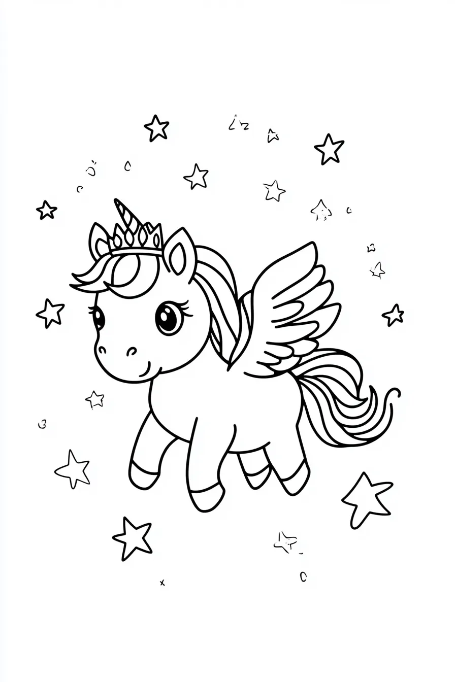 coloriage Licorne Kawaii pour bebe a imprimer