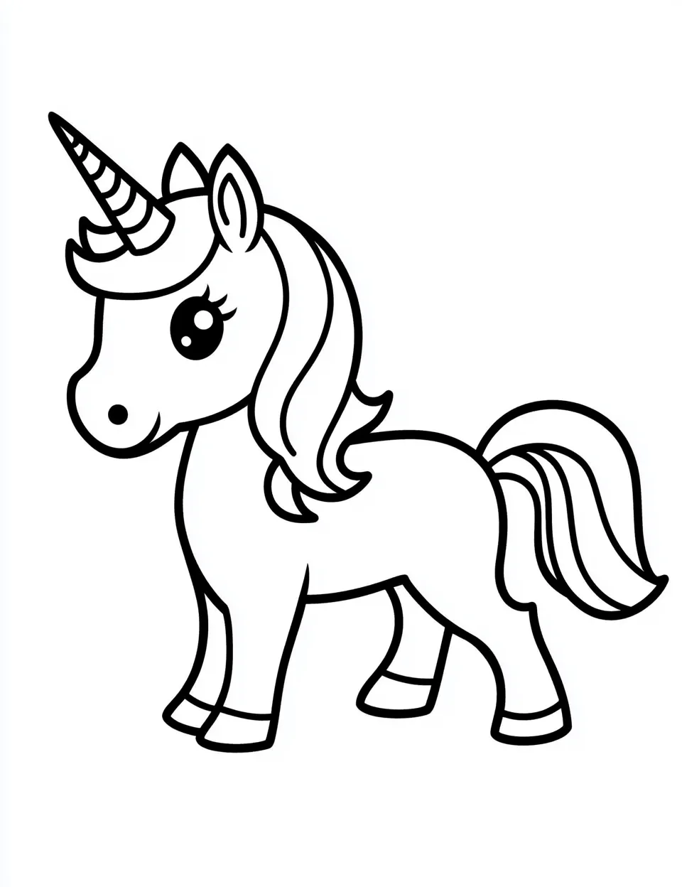 coloriage Licorne Kawaii pour enfant