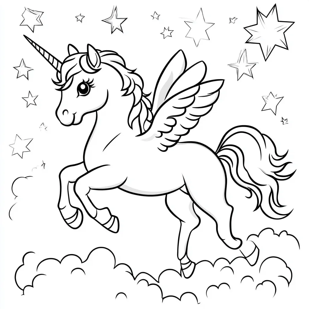 coloriage Licorne Kawaii à imprimer pour enfants