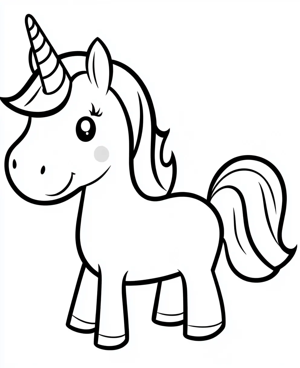 coloriage Licorne Kawaii à imprimer pour enfant de 2 ans