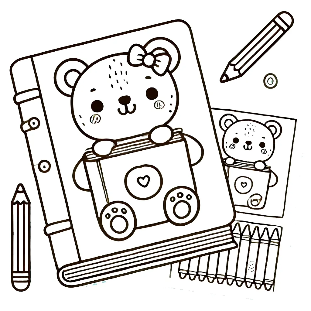 coloriage Livre à imprimer kawaii