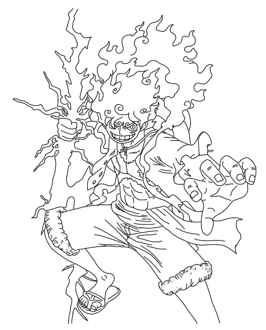 luffy gear 5 coloring page