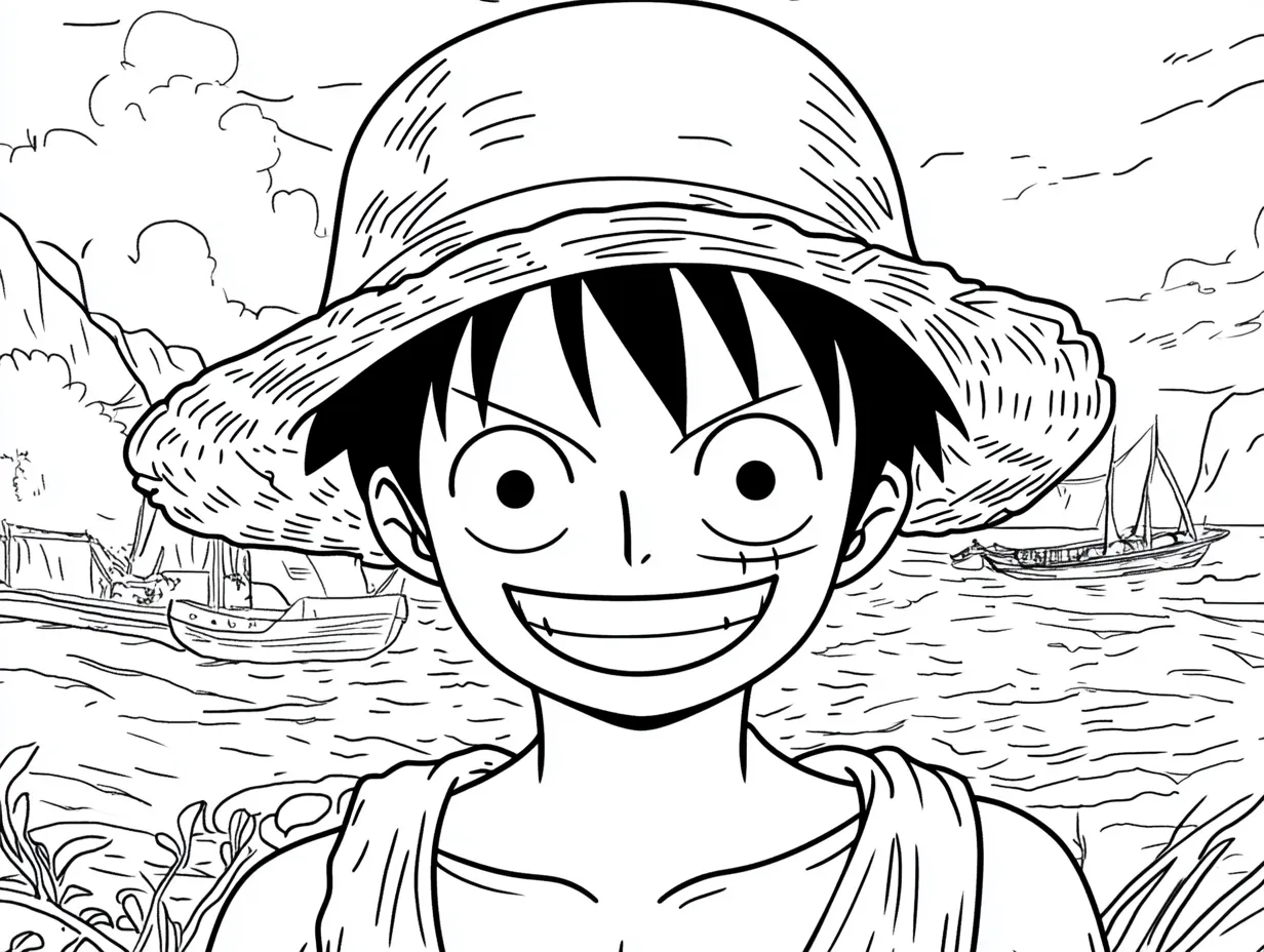 luffy one piece coloring page