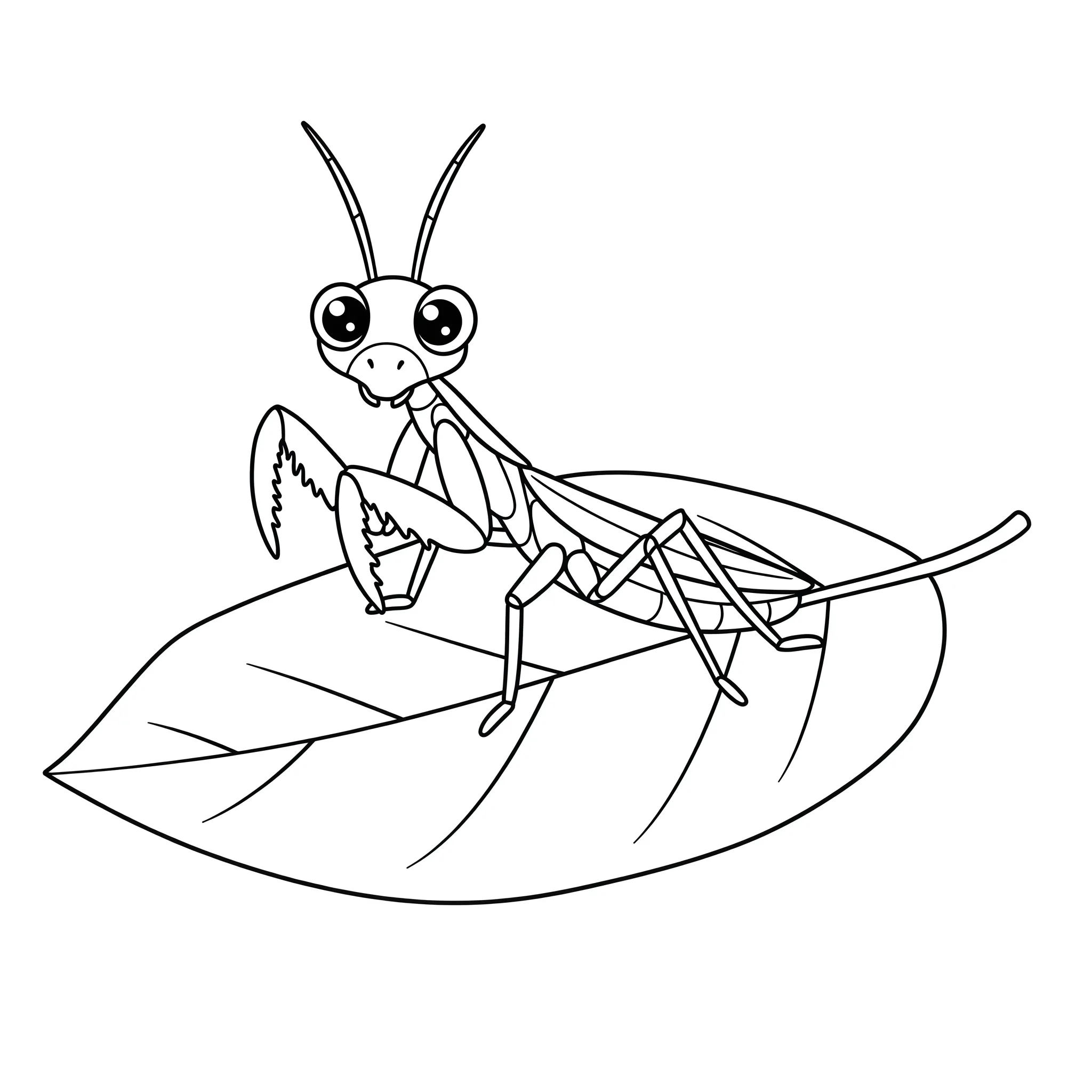 coloriage Mantis sur une feuille et apprentissage