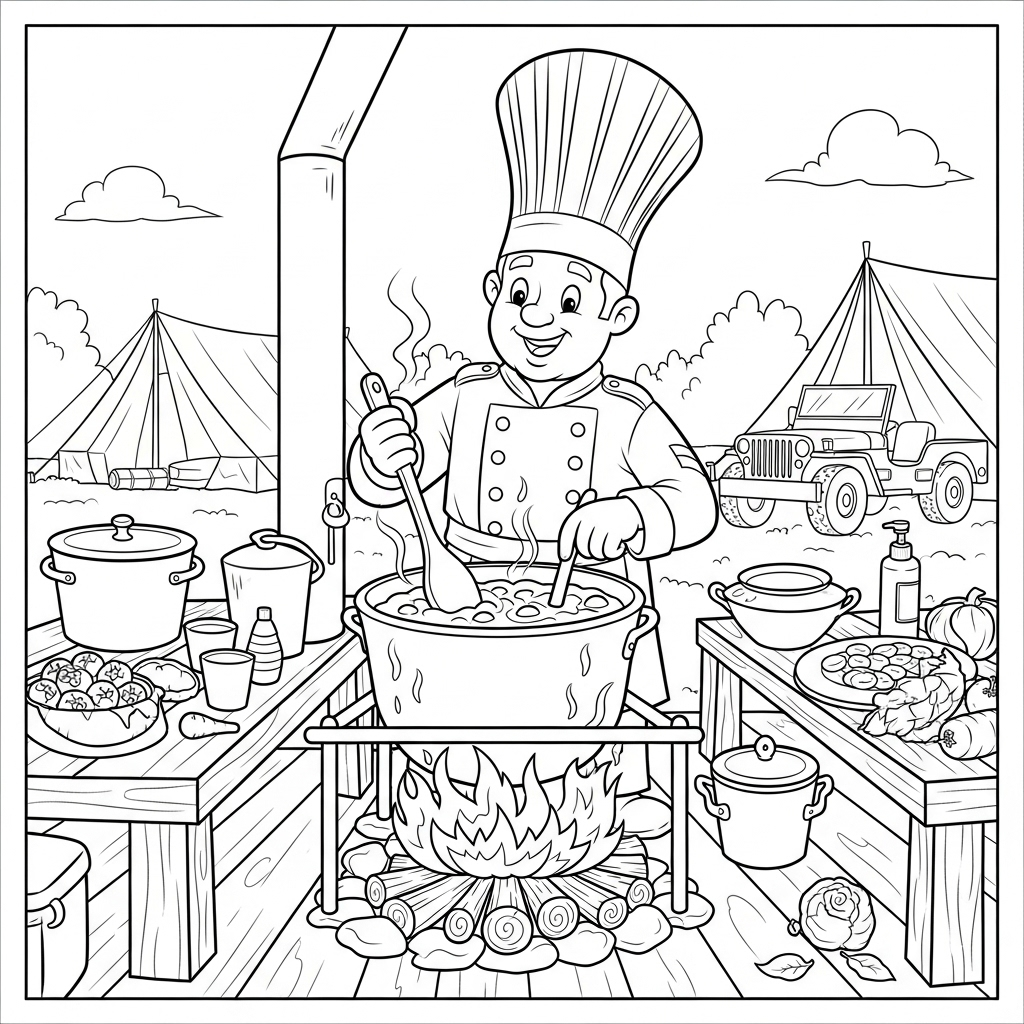 coloriage Militaire updated pour enfants à imprimer