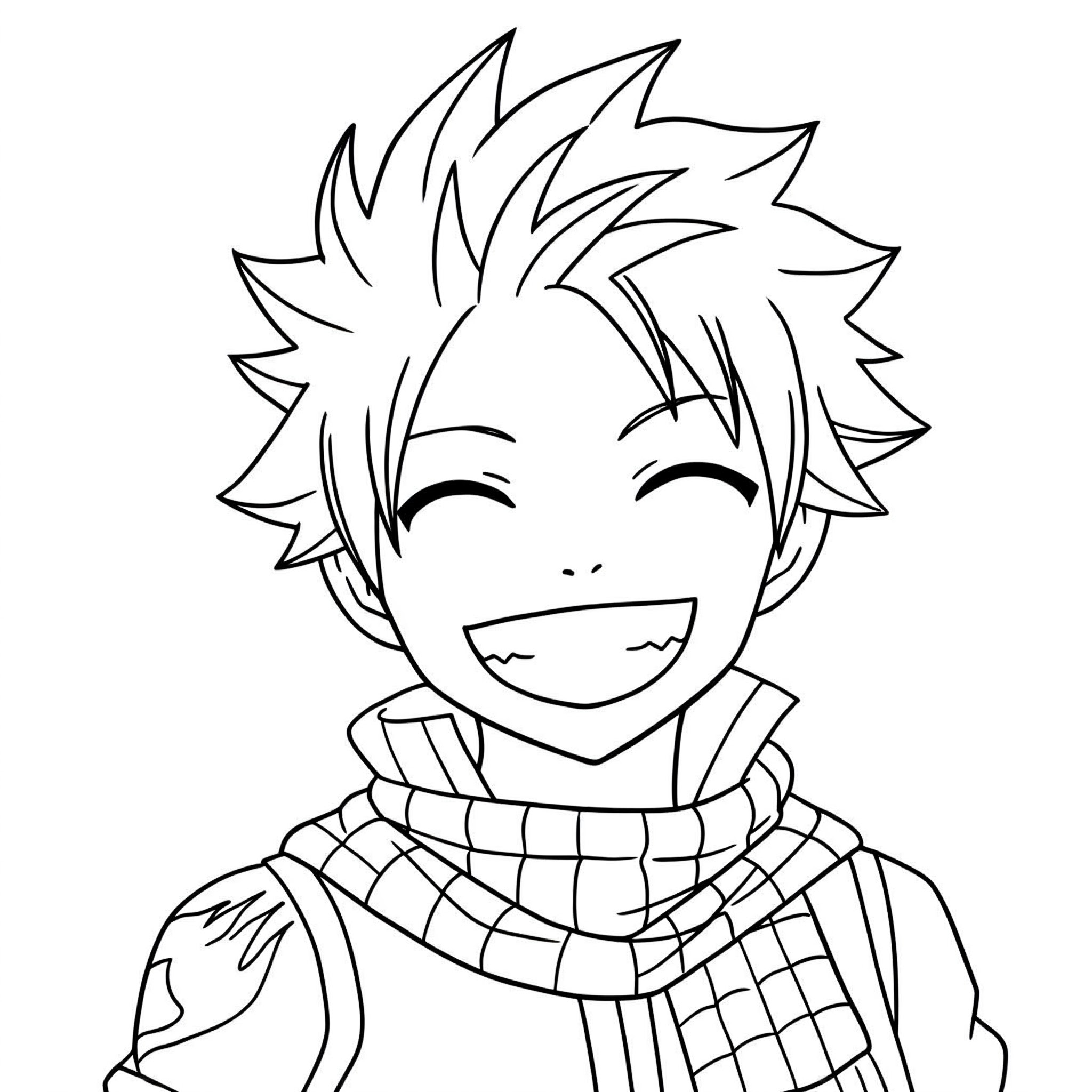 coloriage Natsu Dragnir souriant d'enfant a imprimer