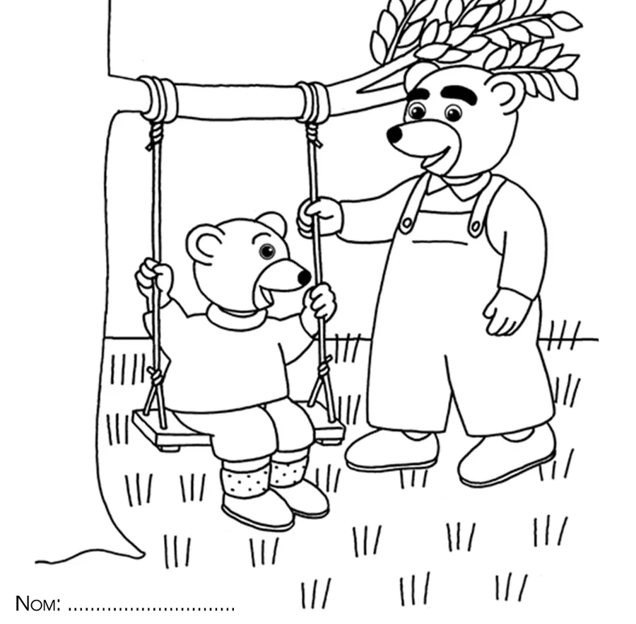 coloriage Petit Ours Brun d'enfant a imprimer 1