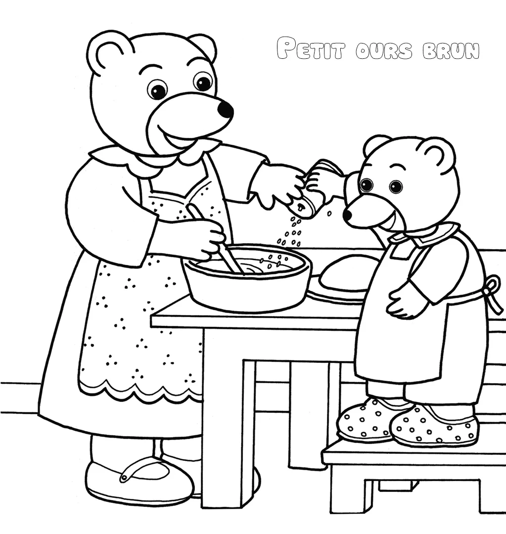 a imprimer coloriage Petit Ours Brun gratuit 1