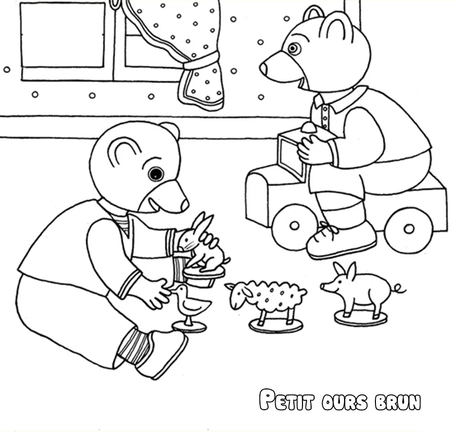 coloriage Petit Ours Brun à imprimer pour enfant de 12 ans